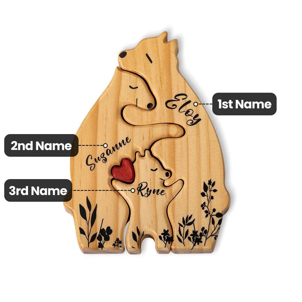 Wooden Bear Puzzle with Custom Names - United Bracelets