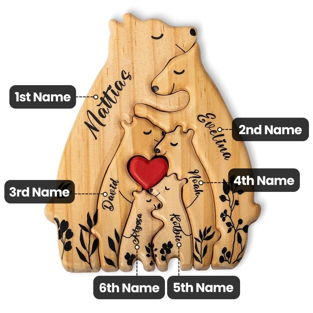 Wooden Bear Puzzle with Custom Names - United Bracelets