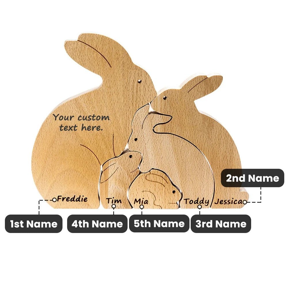 Wooden Rabbit Family Puzzle - United Bracelets