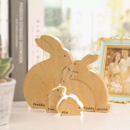 Wooden Rabbit Family Puzzle - United Bracelets