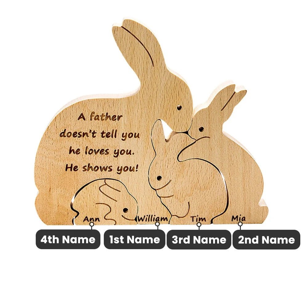 Wooden Rabbit Family Puzzle - United Bracelets